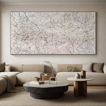 “Minimalist Gray Line Web” Abstract Acrylic Art CT0306
