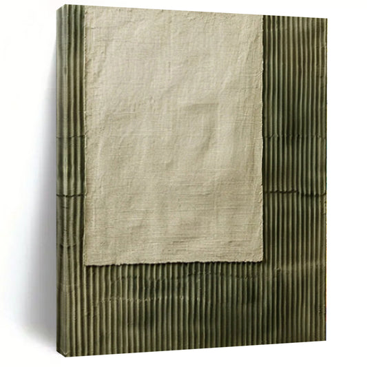 “Beige - Green Textured Contrast” Mixed - Media Art CT0219