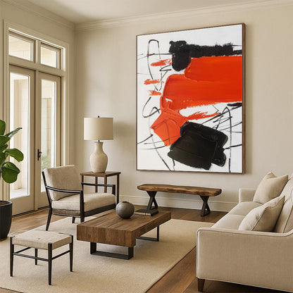 “Red - Black - White Abstract” - Abstract Expressionist Art CT0513