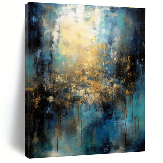 “Blue - Gold Abstract Light” - Abstract Landscape Art CT0451