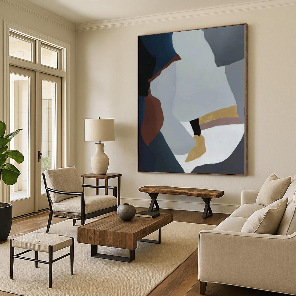 “Pastel Geometric Collage” Abstract Acrylic Art CT0342