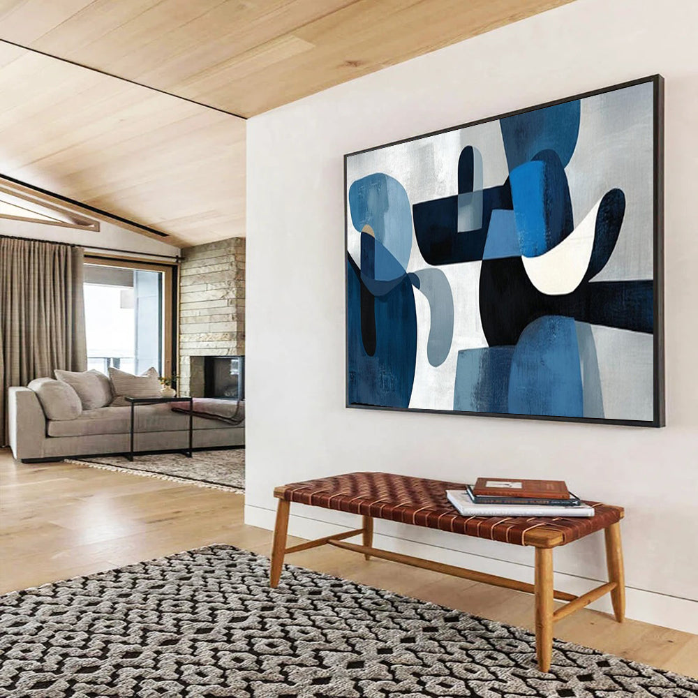 “Blue Abstract Shapes” – Abstract Geometric Acrylic Painting CT1713