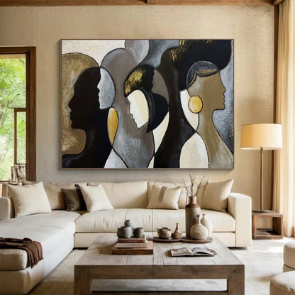 “Elegant Profiles” – Browns, grays, golds forming stylized, overlapping female silhouettes CT1688