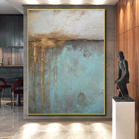 “Teal - Brown Textured Layers”，Abstract Textured Art CT0629