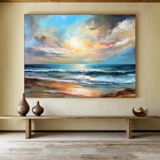 “Seaside Sunset Realism” - Blues, oranges, yellows; detailed, vibrant sunset over ocean waves CT1607