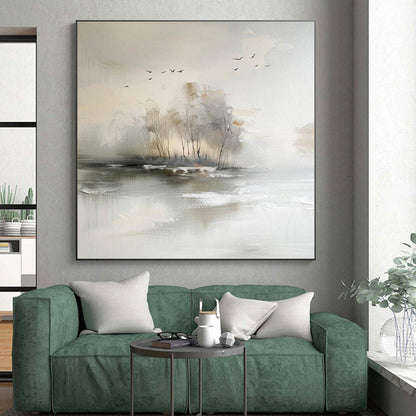 “Muted Landscape with Birds”，Abstract Landscape Art CT0626
