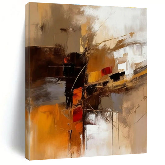 “Construction in Brown, Yellow & Orange”，Constructivist Abstract Art CT0598