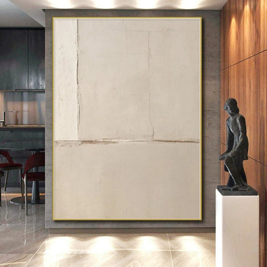“Subtle Beige Textures”，Abstract Minimalist Mixed - Media Work CT0538