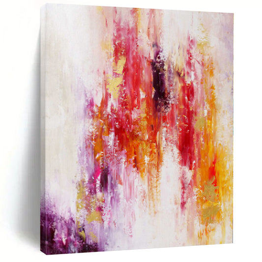 “Color Cascade” - Abstract Work with Red, Yellow, Purple, Pink, White CT0060