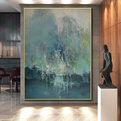 “Blue - Green Dripping Abstract”，Abstract Expressionist Art CT0638