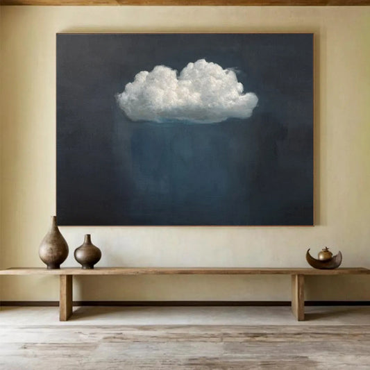 “Lone Cloud” - Dark grays, whites, soft blues; simple, isolated cloud against dark background CT1524