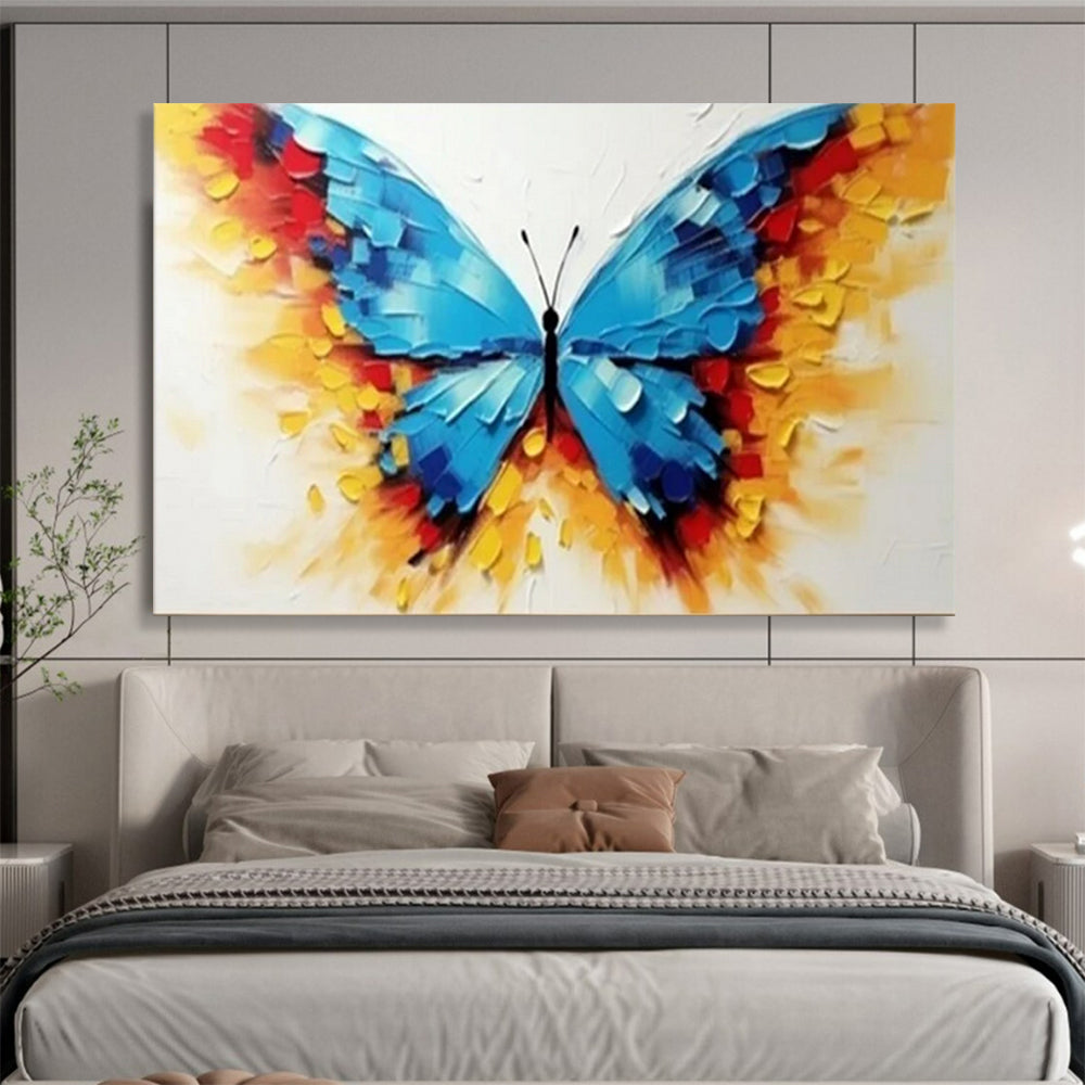 “Vibrant Butterfly” - Bright blues, yellows, reds; textured, colorful butterfly wings CT1507