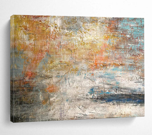 “Colorful Abstract Horizon” - Gold, orange, blue, gray; blended, vibrant horizon CT1584