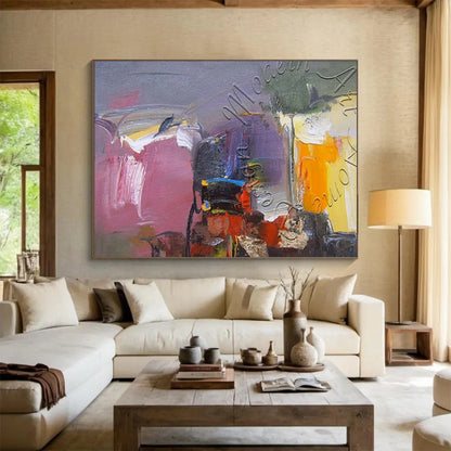 “Colorful Abstract Layers” - Pinks, purples, yellows, oranges; bold, textured color blocks CT1622