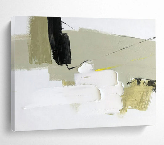 “Earthy Accents” - Black, white, beige, olive; layered blocks and thin lines CT1567