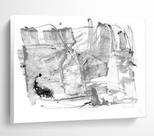 Monochrome Abstract Shapes & Lines - Ink Wash Artwork CT1788