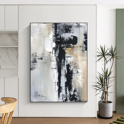 “Gray - Black - White Textured Abstraction” - Abstract Expressionist Art CT0501