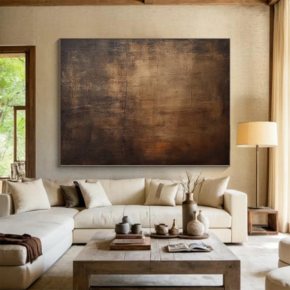 “Earthy Abyss” - Abstract Painting with Deep Browns, Blacks CT0097