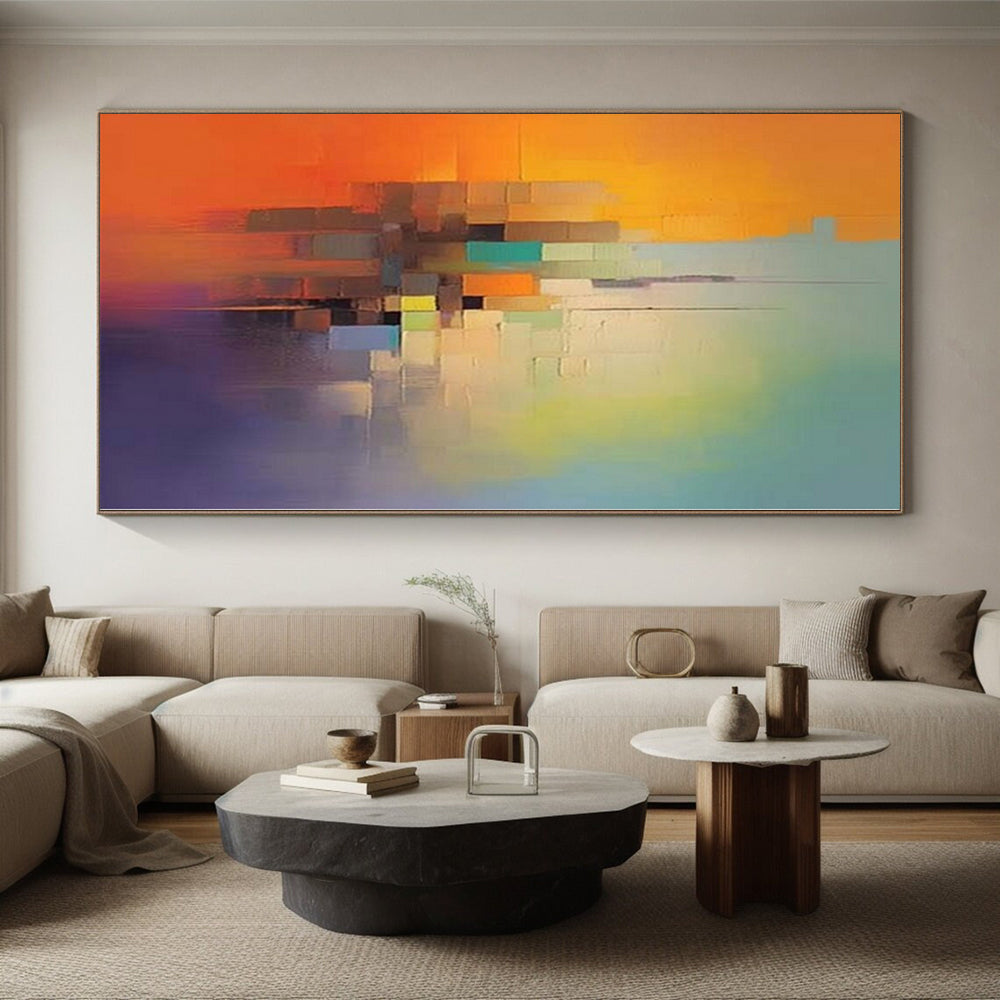 “Colorful Gradient Cityscape” Abstract Acrylic Art CT0234