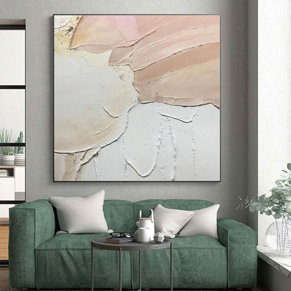 “Pink - White Textured Petals” - Abstract Textural Painting CT0409