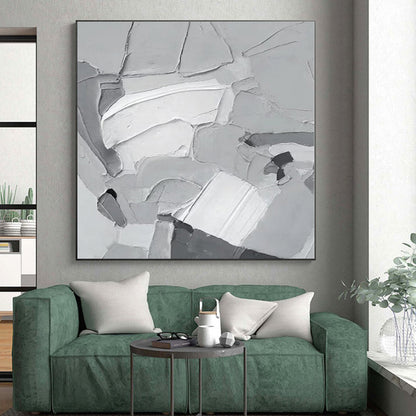 “Gray - White Textured Abstraction” - Abstract Textural Painting CT0407