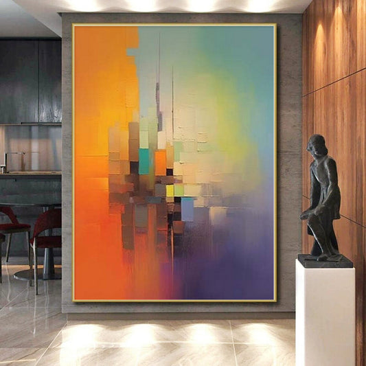 “Colorful Gradient Cityscape” Abstract Acrylic Art CT0234