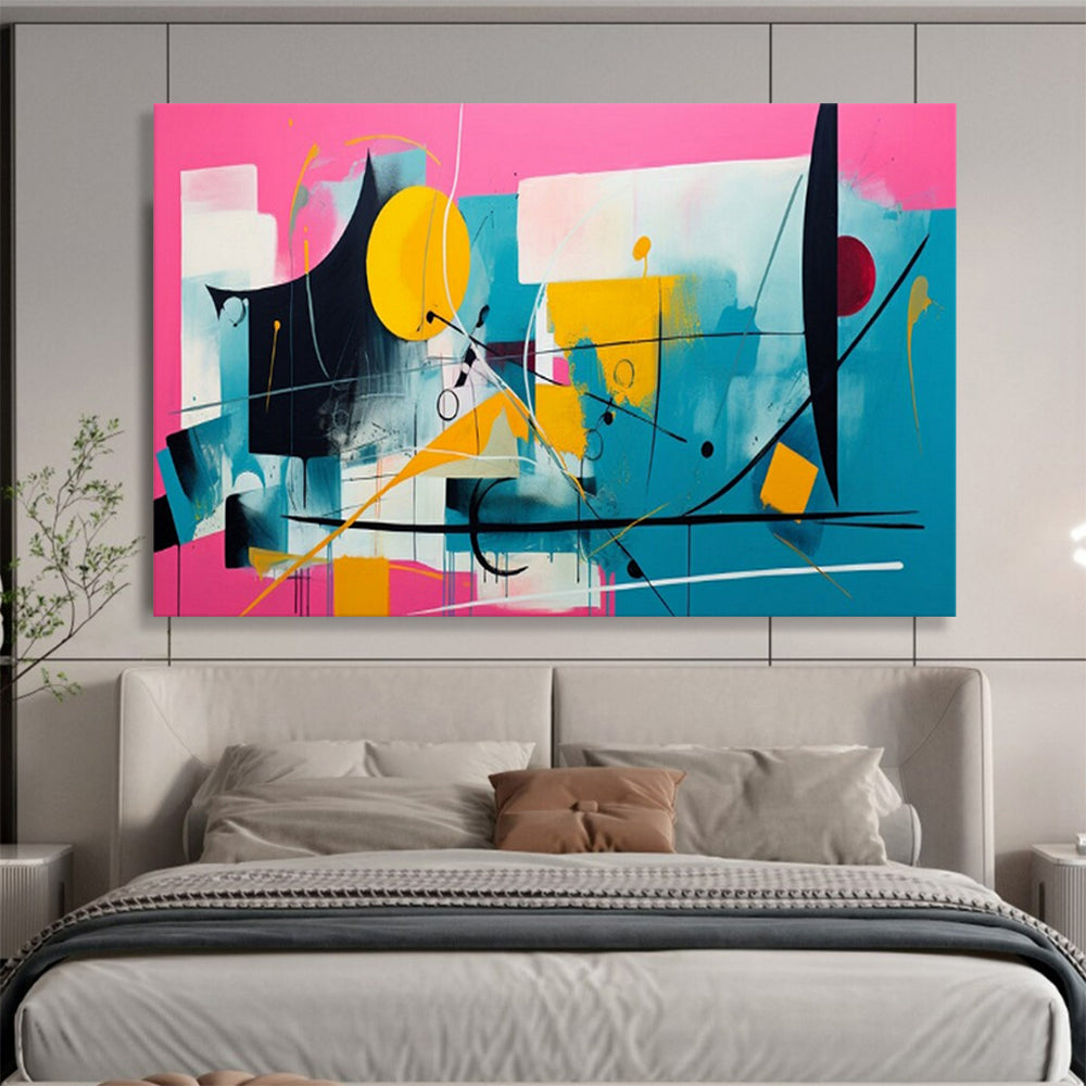 “Pink - Blue Colorful Abstraction” – Abstract Acrylic Painting CT1718