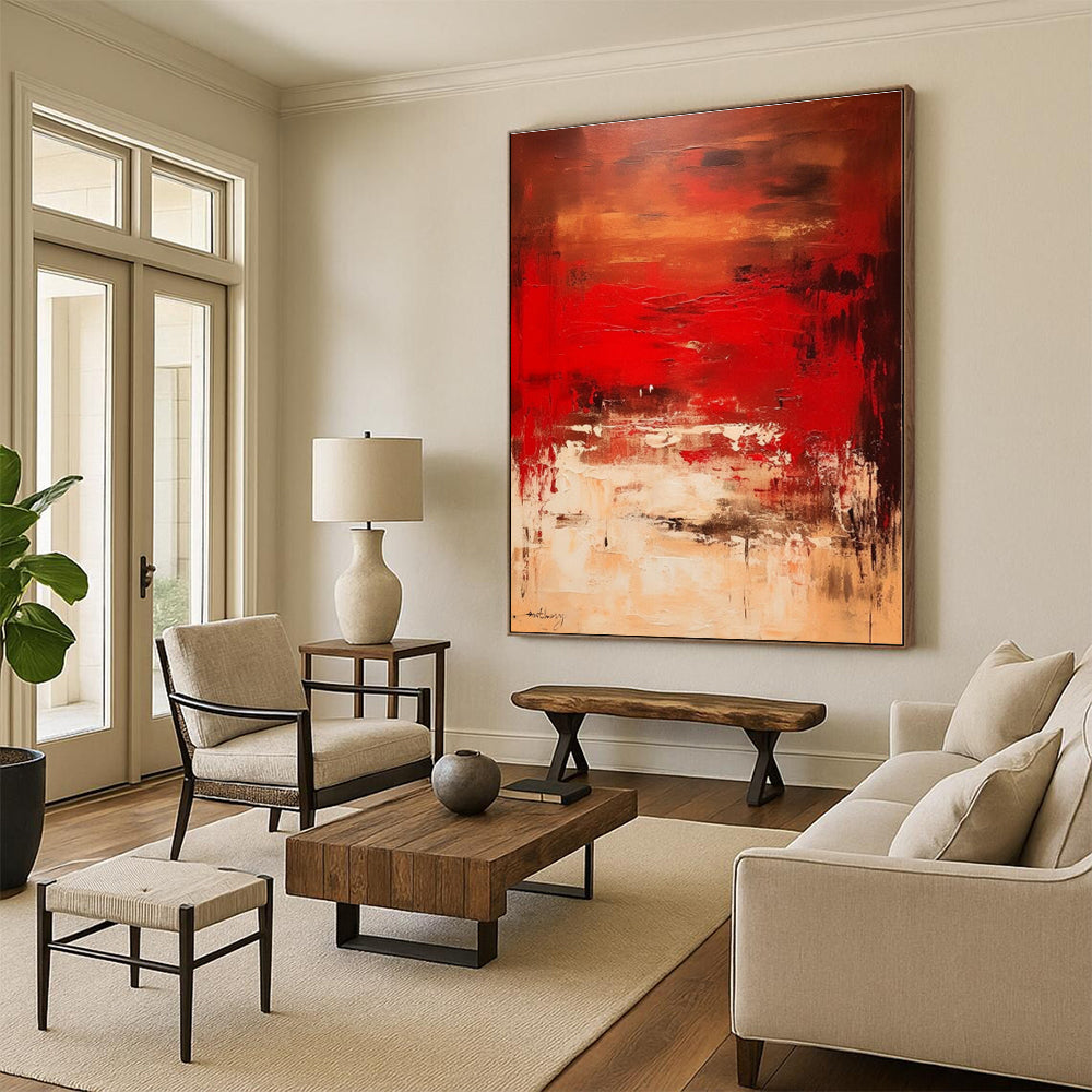 “Red - Brown Abstract Landscape” - Abstract Landscape Art CT0482