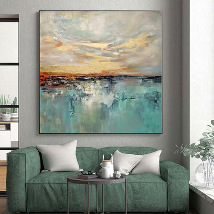 “Colorful Sky & Sea: Impressionistic Abstraction” - Abstract Seascape Painting CT0388