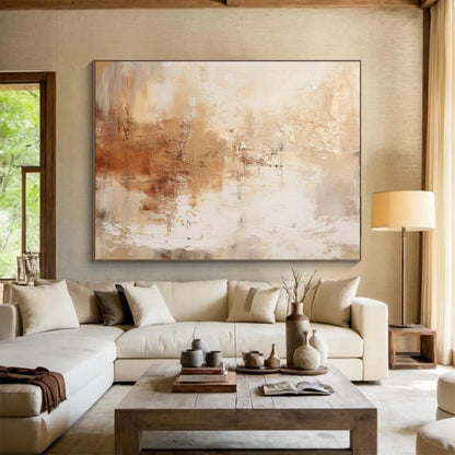 “Beige - Brown Textured Harmony” – Abstract Acrylic Painting CT1723