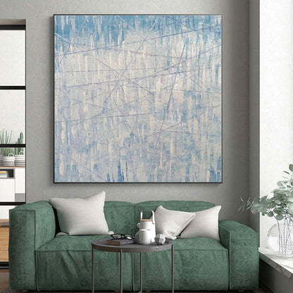 “Blue - White Linear Abstraction” - Abstract Minimalist Art CT0475