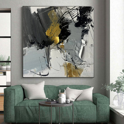 “Gray - Gold Abstract Dynamism” - Abstract Expressionist Art CT0493