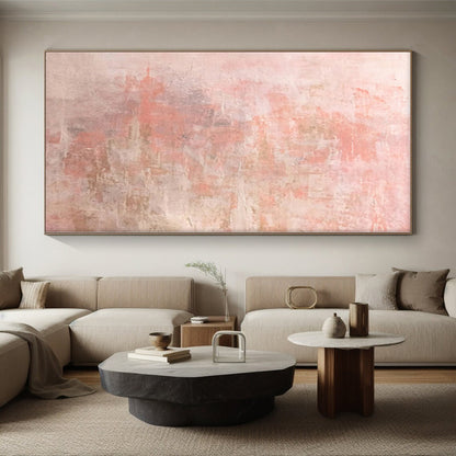 “Blush Whispers” - Abstract Painting with Soft Pink, Beige, Subtle Tones CT0016