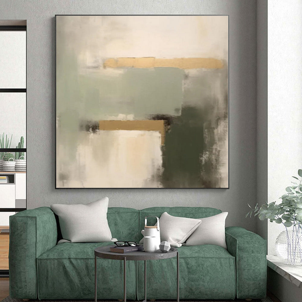 “Soft Color Blends with Gold”，Abstract Color - Field Acrylic Painting CT0532