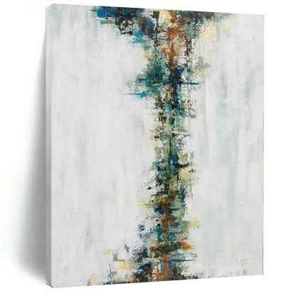 “Vertical Color Stream” - Abstract Art with Multicolored Vertical Strokes on White CT0025