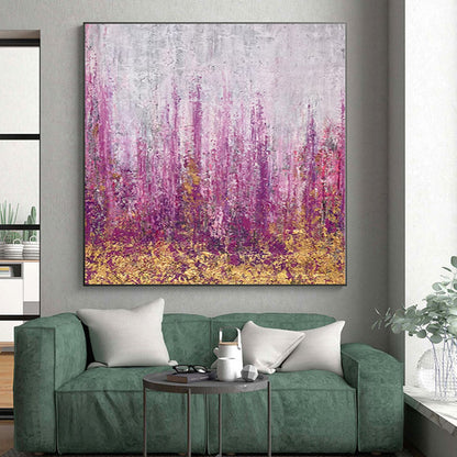 “Purple Reed Field” - Abstract Acrylic with Purple, Gold, Gray CT0064