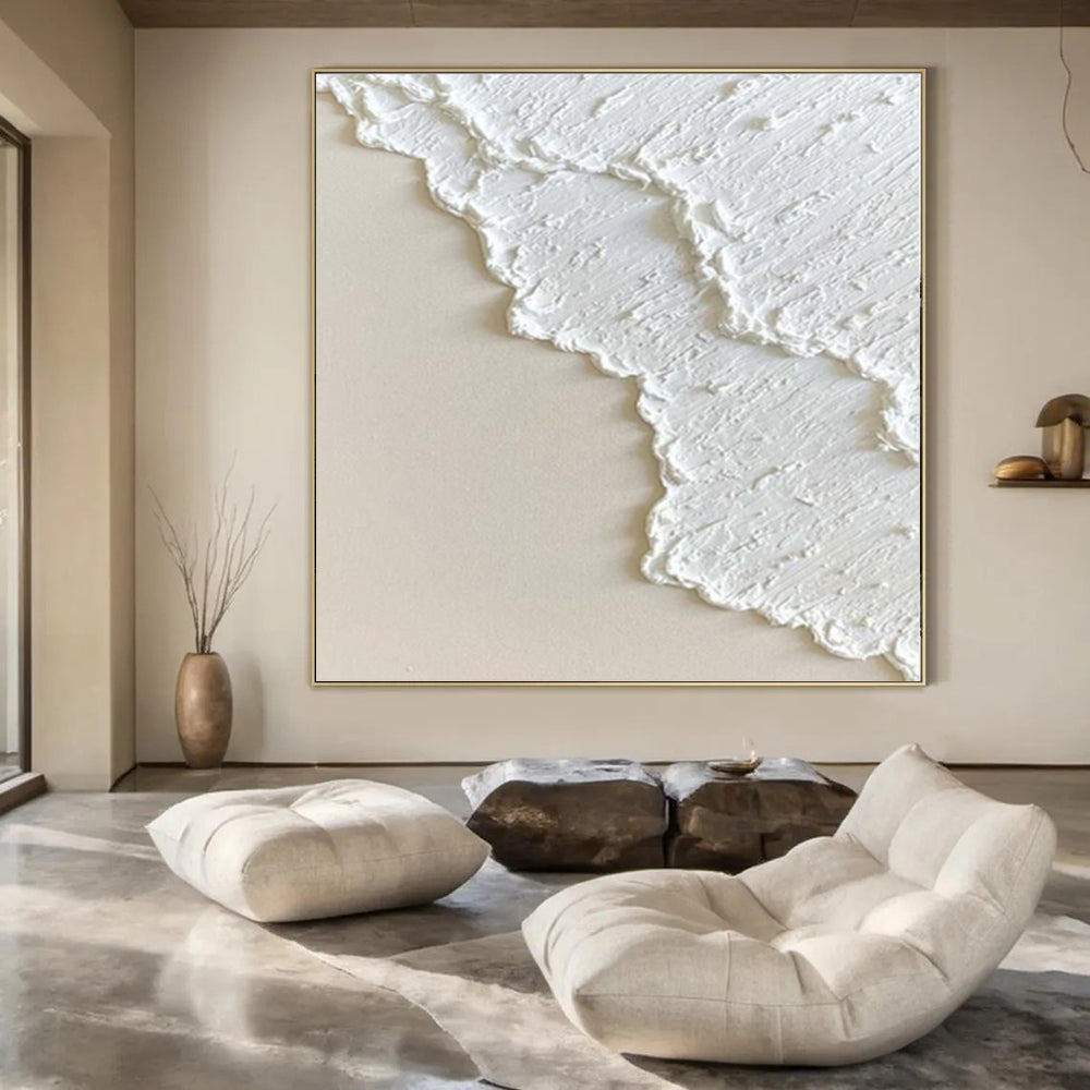 “White Textured Scallops” Plaster - Effect Acrylic Art CT0170