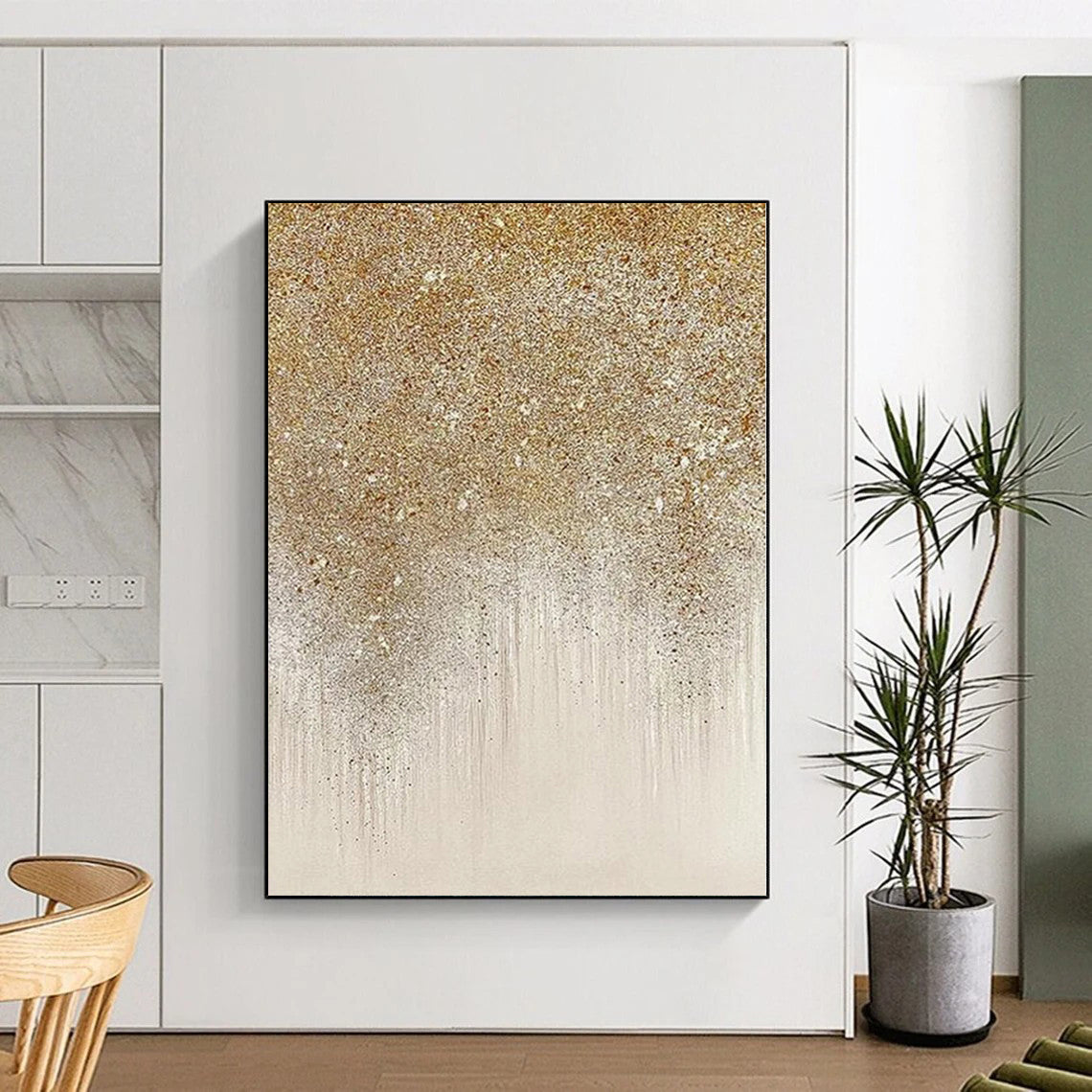 “Gilded Glitter Drips” Abstract Acrylic Art CT0281