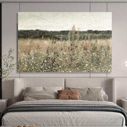 “Wildflower Field in Neutral” - Browns, greens, soft whites; detailed, muted meadow scene CT1612