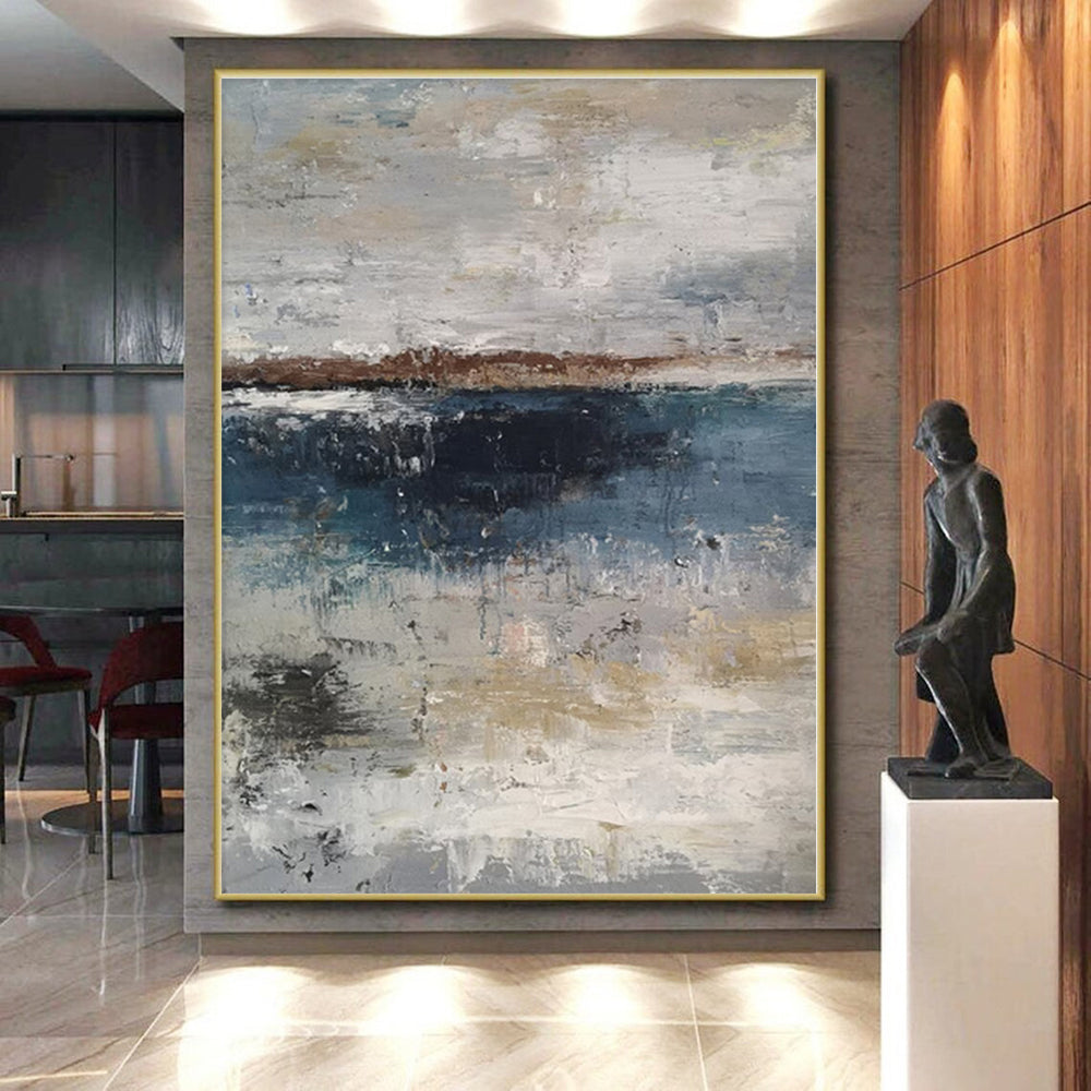 “Gray - Blue Coastal Abstraction” - Abstract Landscape Art CT0471