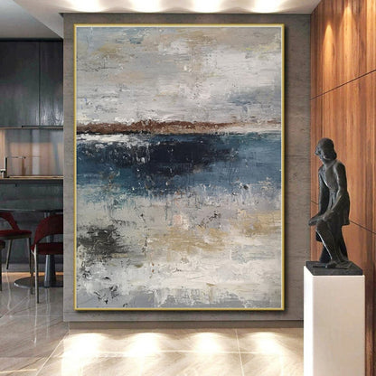 “Gray - Blue Coastal Abstraction” - Abstract Landscape Art CT0471