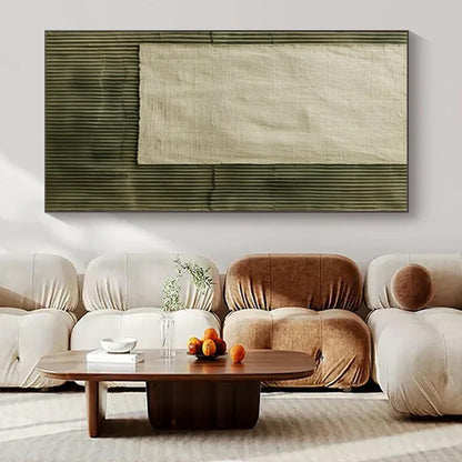 “Beige - Green Textured Contrast” Mixed - Media Art CT0219