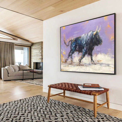 “Midnight Bull” – Expressionistic Animal Oil Painting CT1741