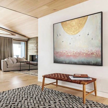 “Moon and Birds” – Textured Landscape Oil Painting CT1773
