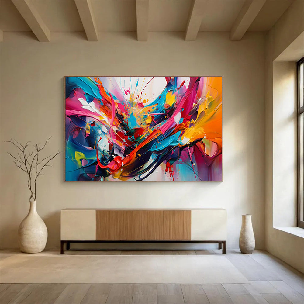 “Explosive Color Splashes in Rainbow Tones” - Dynamic Abstract Impasto Painting CT1812