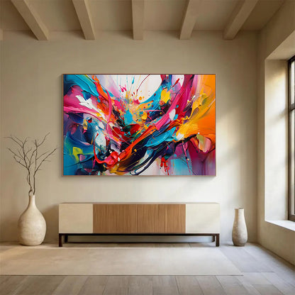 “Explosive Color Splashes in Rainbow Tones” - Dynamic Abstract Impasto Painting CT1812