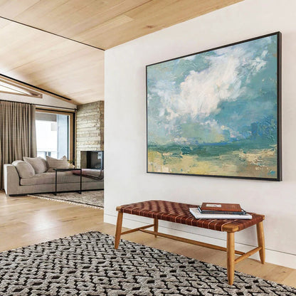 Abstract landscape with soft blue, green, and beige tones CT1663