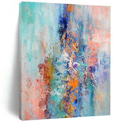 “Mixed Hues Symphony” - Abstract Piece with Turquoise, Blue, Orange, Purple, Coral Blend CT0013