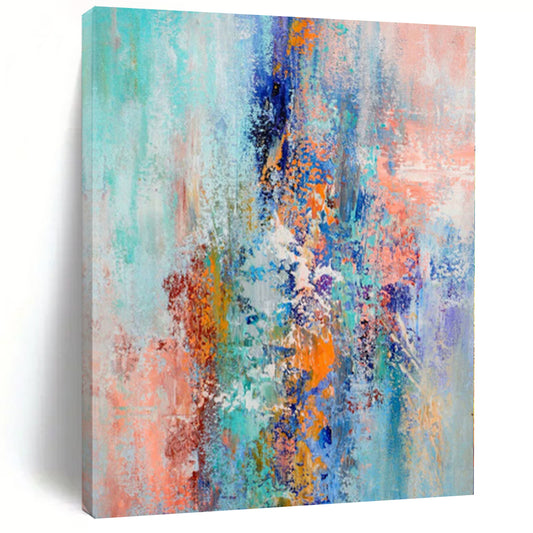 “Mixed Hues Symphony” - Abstract Piece with Turquoise, Blue, Orange, Purple, Coral Blend CT0013