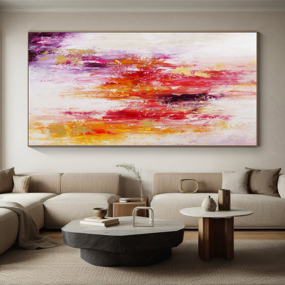 “Color Cascade” - Abstract Work with Red, Yellow, Purple, Pink, White CT0060